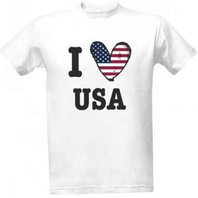Tričko s potiskem I love USA pánské Bílá
