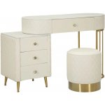 Mauro Ferretti toaletní stolek Sharon s taburetem ekokůže bílý zlatý – Zboží Mobilmania