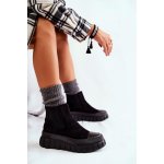 Jenna módní nazouvací boty na platformě tmavě černé – Zboží Mobilmania