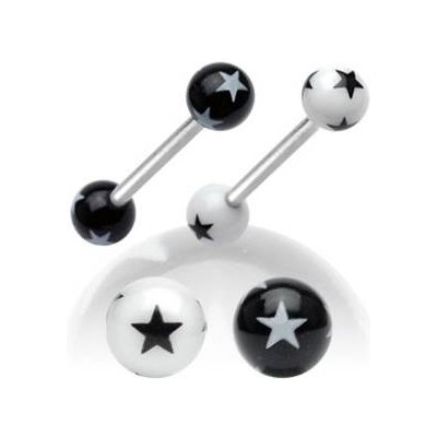 Šperky4U piercing do jazyku s hvězdami PJ01048-K