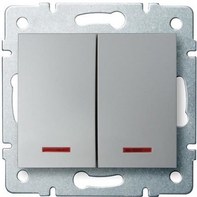 Kanlux LOGI Dvojité tlačítko s LED stříbrná 25189 – Hledejceny.cz