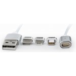 NTL NTL77CC 3v1 USB-C, Lightning, MicroUSB magnetický opletený nabíjecí a datový, stříbrný – Zboží Živě