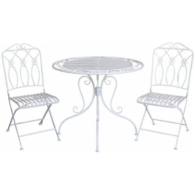 Chic Antique antik zahradní bistro set stůl a 2 židle French bílá – Hledejceny.cz