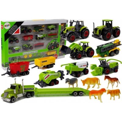 Lean Toys Sada zemědělských vozidel traktory přívěsy s figurkami zvířat – Zboží Dáma
