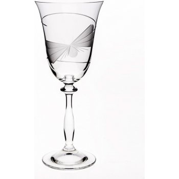 Bohemia Crystal broušené skleničky na víno Angela Motýl 6 x 250 ml