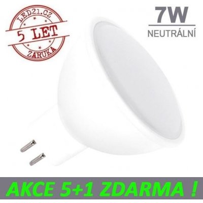 LED21 LED žárovka 7W GU5.3 500lm 12V DC Neutrální bílá, 5+1 – Sleviste.cz