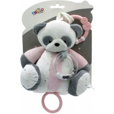 Tulilo Závěsná plyšová hračka s chrastítkem Medvídek Panda 18 cm růžový