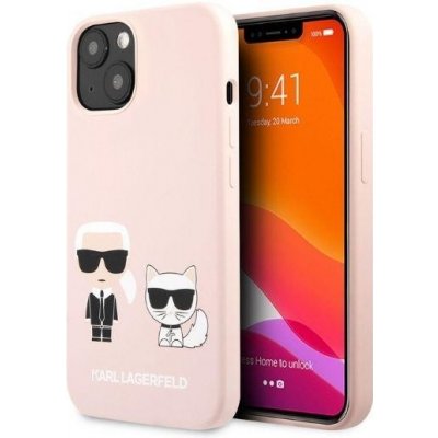 Pouzdro Karl Lagerfeld and Choupette Liquid Silicone Apple iPhone 13 mini růžové – Zboží Živě