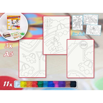 Radost v písku Základní sada DOPRAVA Barevné pískování obrázků – Hledejceny.cz