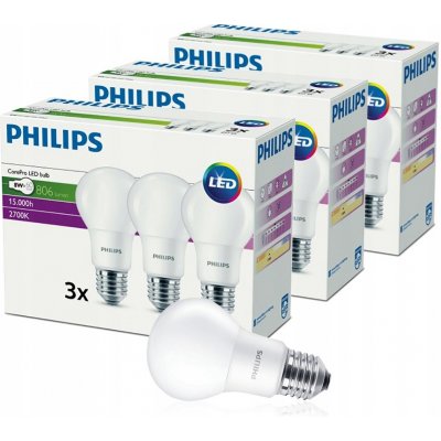 Philips 9x E27 LED žárovka 8W = 60W 806lm 2700K – Zbozi.Blesk.cz