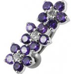 Šperky4U stříbrný piercing do pupíku se štítem kytičky BP01171-A – Sleviste.cz