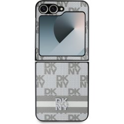 DKNY PU Leather Checkered Pattern and Stripe pro Samsung Galaxy Z Flip 6 Beige