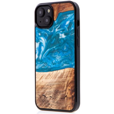 AppleMix BEWOOD Apple iPhone 15 Plus - dřevo / pryskyřice - světle modrý / hnědé – Zboží Mobilmania