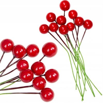 SPRINGOS Berries Deco 10 ks. drát c _ 12 mm červená umělé umělé rostliny umělé ovoce DIY Home Art (červená 10 ks) – Zboží Dáma