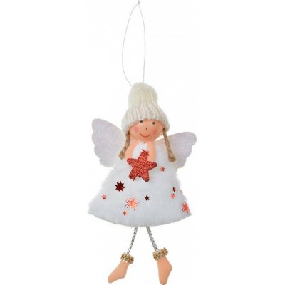 Clayre & Eef Bílá látková závěsná dekorace anděl s hvězdičkou - 8*3*15 cm - Clayre & Eef – Hledejceny.cz