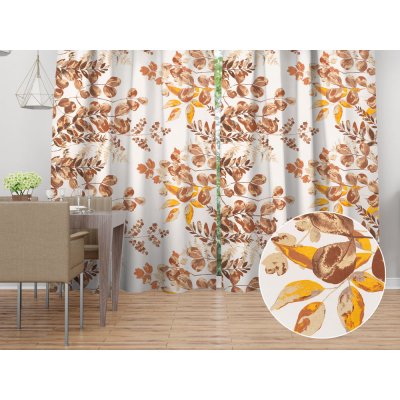 Biante Bavlněný závěs Sandra SA-530 Hnědý eukalyptus na bílém 150x200 cm – Hledejceny.cz