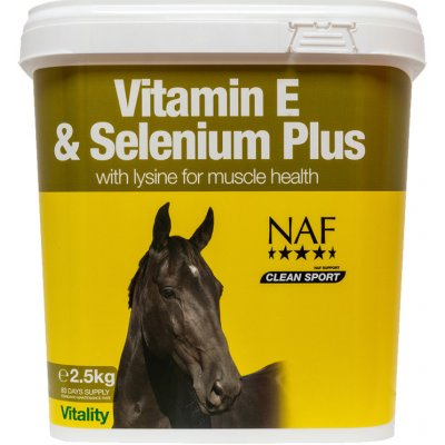 NAF Vitamin E and Selenium plus vitamín E a selen funkce svalů koní v zátěži kyblík 2,5 kg – Hledejceny.cz