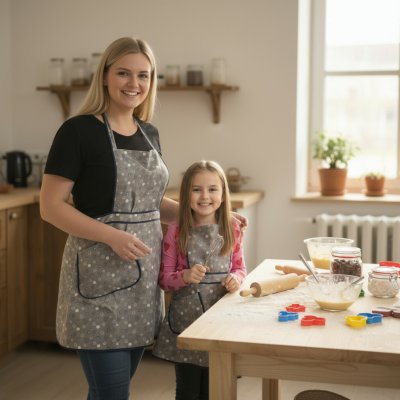 Ebbie VÁNOČNÍ SET ZÁSTĚR PRO MAMINKU A DCERU ŠEDÁ – Sleviste.cz