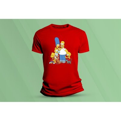 Sandratex dětské bavlněné tričko Simpsonovi. červená