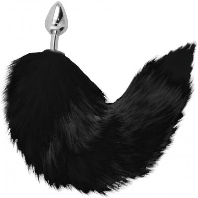 Darkness Black Furry Tail Butt Plug Silver 8 cm, kovový analni kolik 8 x 3,4 cm s liščím ocasem – Hledejceny.cz