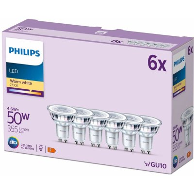 Philips Sada 6x LED žárovka GU10 PAR16 4.6W = 50W 355lm Teplá bílá 2700K 36° PHSECW0035 – Zboží Dáma