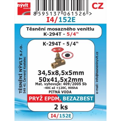 Těsnění sada pro mosazné ventily 5/4" 2 ks Těsnění Nývlt – Zbozi.Blesk.cz
