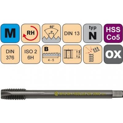 NÁSTROJE CZ Závitník strojní M10x1 ISO2 HSSE OX DIN 374 B - 3540 - CZZ3540-M10X1-ISO2 – Hledejceny.cz