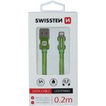 Swissten 71523107 USB 2.0 typ A na Lightning, USB 2.0, zástrčka A - zástrčka Lightning, opletený, 0,2m, zelený – Sleviste.cz