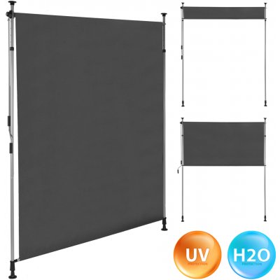 MultiGarden AW-039 Upínací výsuvná markýza s klikou, výškově nastavitelná, 180 x 220 cm, antracit – Sleviste.cz