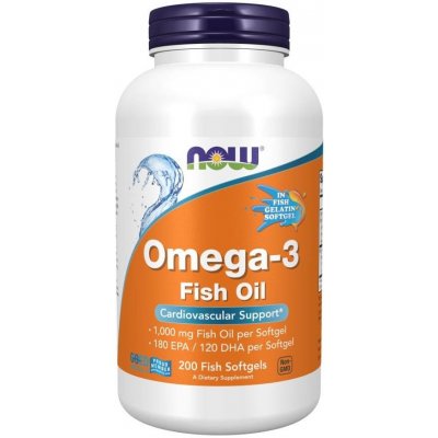 Now Foods Omega-3 Fish Oil Fish Gelatin 200 kapslí – Hledejceny.cz