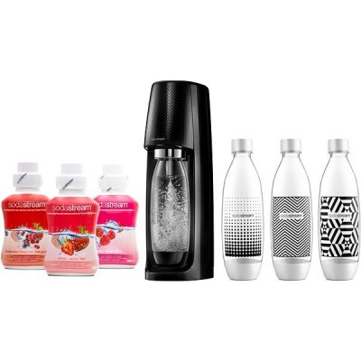 SodaStream Spirit Black + 3x láhev + 3x sirup – Hledejceny.cz