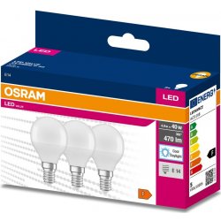 Osram 3PAK LED žárovka LED E14 P45 4,9W = 40W 470lm 6500K Studená bílá 200° Value OSRVALU7712