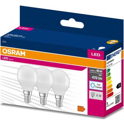 Osram 3PAK LED žárovka LED E14 P45 4,9W = 40W 470lm 6500K Studená bílá 200° Value OSRVALU7712 – Hledejceny.cz