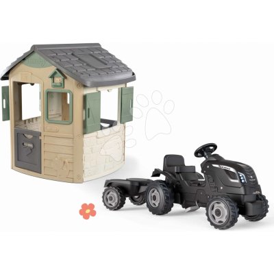 Smoby Set domeček ekologický s traktorem a přívěsem Farmer XL Neo Jura Lodge Playhouse Green – Zboží Dáma