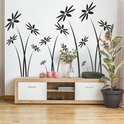 INSPIO Samolepka Samolepky na zeď - Sisi květiny ve vlastní barvě květiny černá, rozměry 140x90 – Zboží Dáma