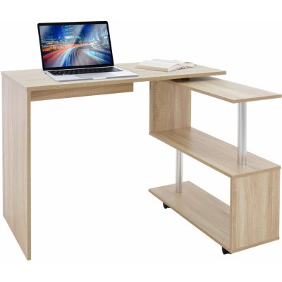 ML-Design Psací stůl ve tvaru L s taburetem, 150x88x75 cm, přírodní, z MDF