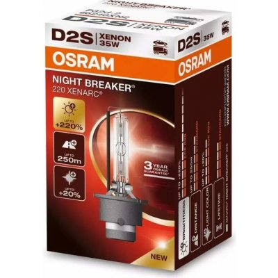 Xenonová výbojka D2S Osram Xenarc Night Breaker Laser +220% 12V/24V 35W P32d-2 – Sleviste.cz