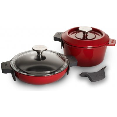 Woll Sada litinového hrnce a servirovací litinové pánve s poklicí, Iron 20 cm, červená PB-CI-SET-0002-010 – Zboží Dáma
