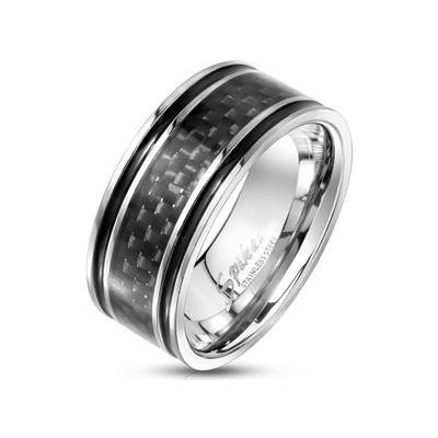 Šperky4U Pánský ocelový prsten s karbonemOPR0118 70 – Zbozi.Blesk.cz
