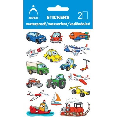 Arch voděodolné samolepky dopravní prostředky 01 2 archy – Sleviste.cz