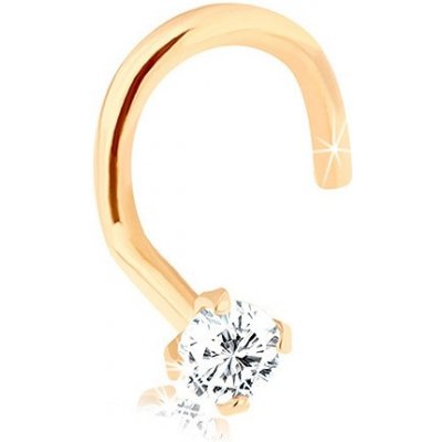 Šperky Eshop piercing do nosu ze žlutého zlata zahnutý zirkonek čiré barvy S2GG95.29 – Zboží Dáma