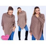 Luxusní Elegantní pončo s teplým rolákem s rukávy Mocca – Zboží Dáma
