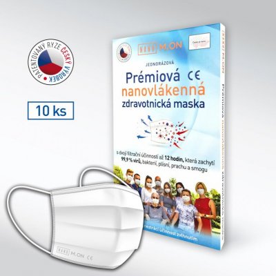 Nano M.ON Nano rouška Prémiová Nanovlákenná zdravotnická maska Univerzální bílá 10 ks – Zbozi.Blesk.cz