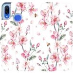 Pouzdro Mobiwear parádní flip Huawei Nova 3 - M124S Růžové květy – Zboží Mobilmania