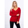 Dámský svetr a pulovr Dámský svetr s výstřihem 2019-33 rudý