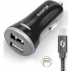 Nabíječky k GPS Aligator 2× USB 3,4A Smart IC černá autonabíječka + Lightning kabel (8595181153437) Autonabíječka