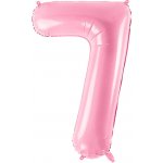 Fóliový balónek číslo 7 světle růžový 86 cm
