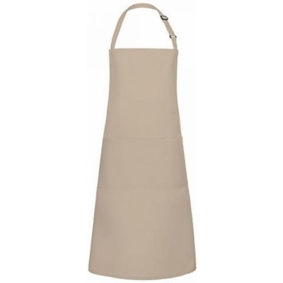 Adoco Číšnická zástěra s laclem a kapsou Kariban bavlna béžová – Sleviste.cz