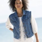 Džínová vesta na knoflíky sepraná modrá – Zboží Dáma