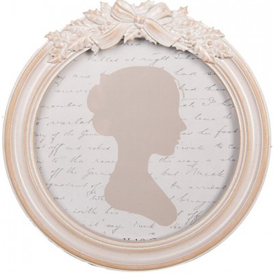 Růžový kulatý fotorámeček s mašličkou a patinou Celant – 15x2x16 cm – Zboží Živě